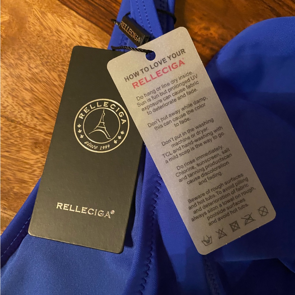 🩱NWT one piece thong Relleciga brand Size Large Royal Blue swim suit. - Picture 4 of 6